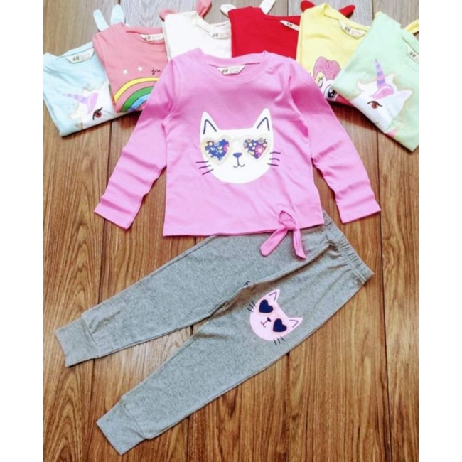 Bộ bé gái dài tay size đại cotton xuất dư Gapkids chất đẹp mát thấm mồ hôi