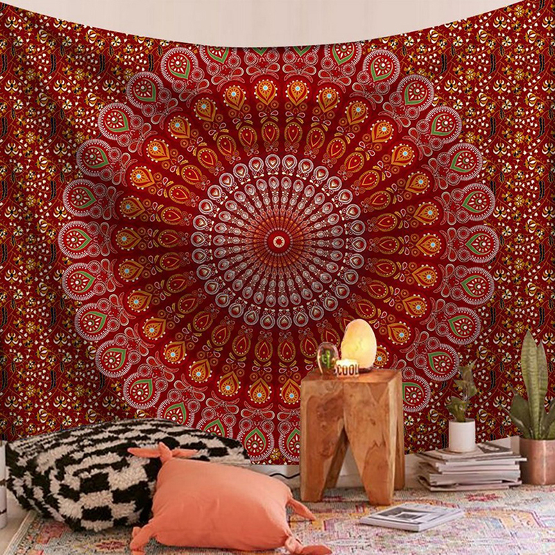 Thảm treo tường họa tiết Mandala Ấn Độ trang trí nhà cửa ấn tượng