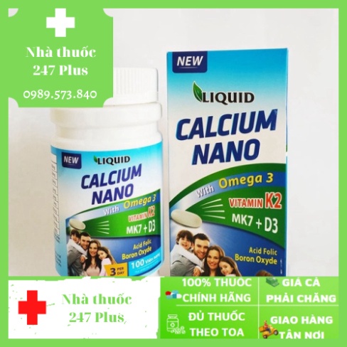 Viên Uống Bổ Sung Canxi Nano, D3, Vitamin K2 (Mk7), Omega 3 Cho Mọi Đối Tượng – Liquid Calcium Nano (Loj 100 viên) - 247