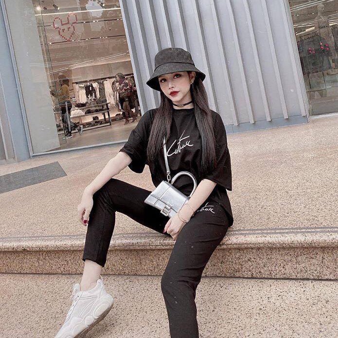 Set Bộ Thể Thao Thun QC Thêu Chữ Siêu Hot Chất Vải Đẹp Co Giãn Form Đẹp Tôn Dáng Siêu Sang