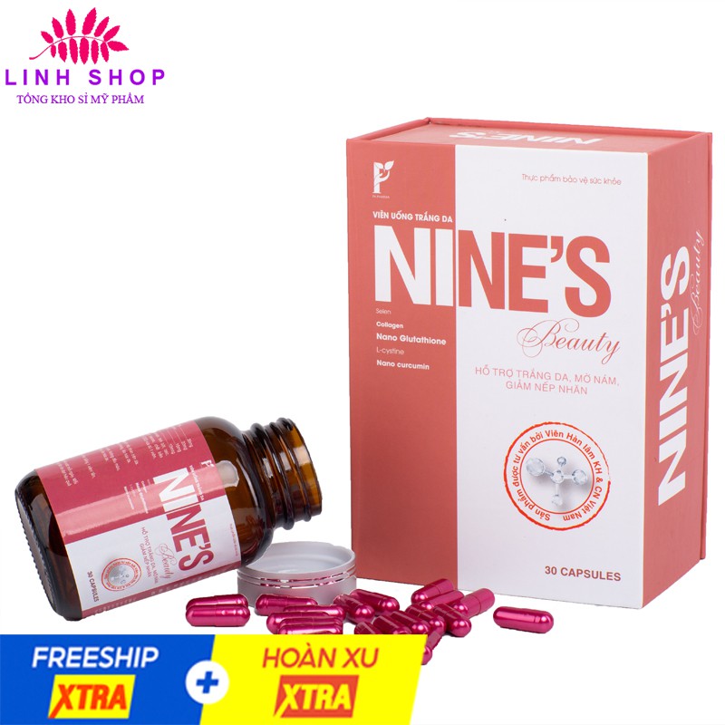 Nines Beauty trắng da, mờ nám, giảm nếp nhăn (Hộp 30 Viên)