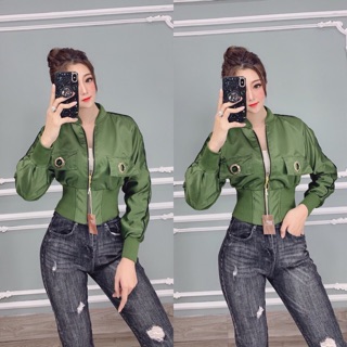 Áo khoác phi beo eo khoen lưng cao so hot