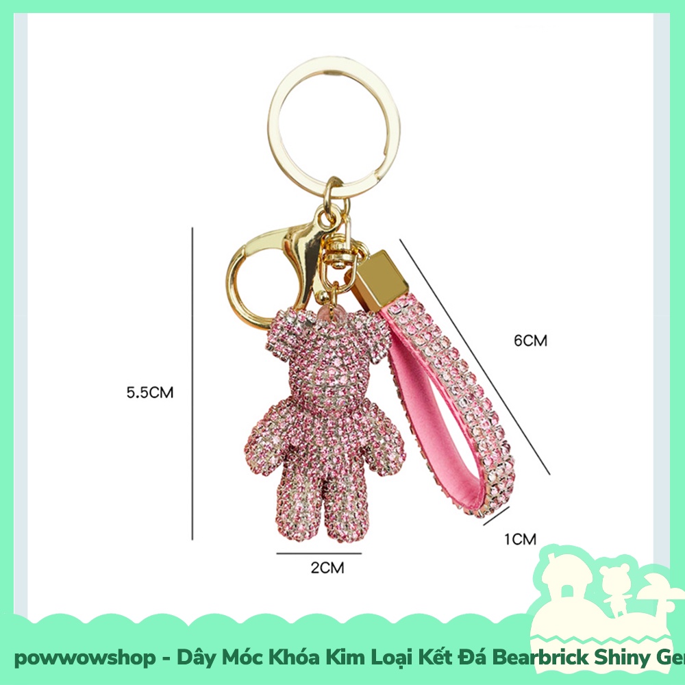 [Sẵn VN - Hỏa Tốc] Dây Móc Khóa Kim Loại Đính Đá Phong Cach Bearbrick Shiny True Gem