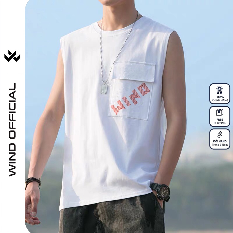 Áo thun sát nách WIND unisex form rộng tanktop túi nắp 3 lỗ WIND thời trang nam nữ oversize