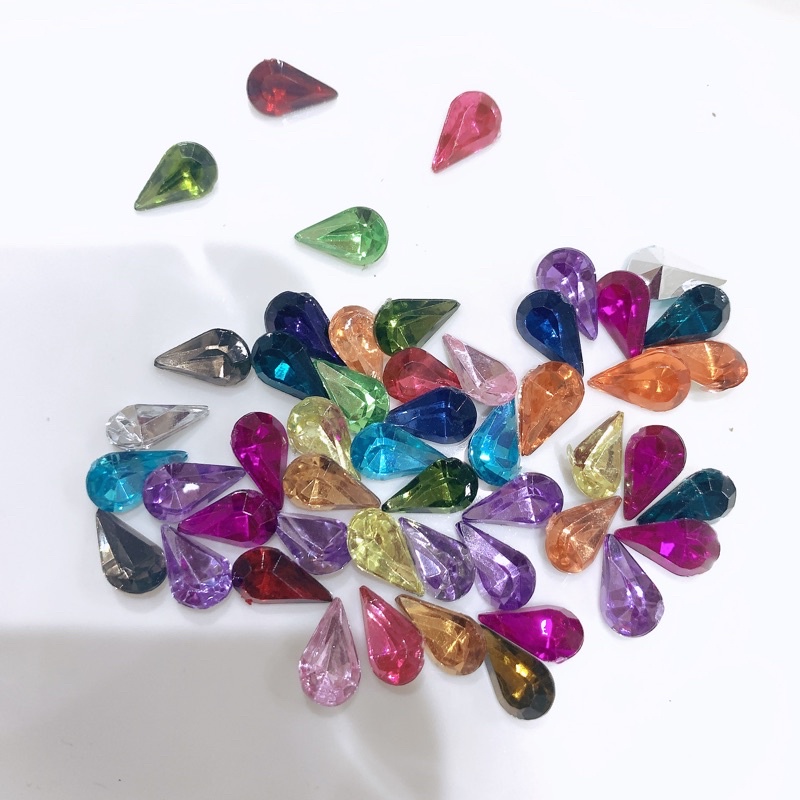 40 Hạt pha lê nhựa giọt nước đính kết trang phục 6mm x 10mm