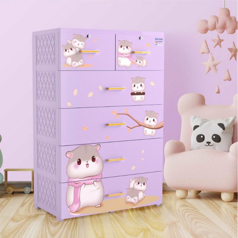 Tủ nhựa 5 ngăn kéo, nhiều tầng Maximum Size, họa tiết dễ thương đáng yêu cao cấp – Nội thất Khả Vy