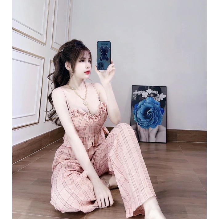 Sét caro áo dây lưng quần bo thun