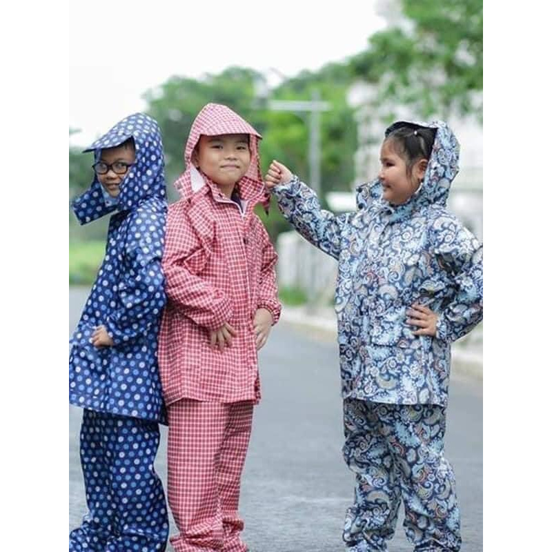 Bộ quần áo mưa trẻ em siêu bền, phù hợp với bé từ 4 đến 13 tuổi, siêu nhẹ đủ size cho cả bé trai và gái