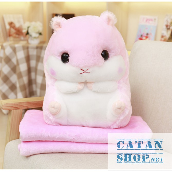 Gối mền chuột siêu cute 3in1, nỉ nhung cực mịn, chăn gối văn phòng, gấu bông