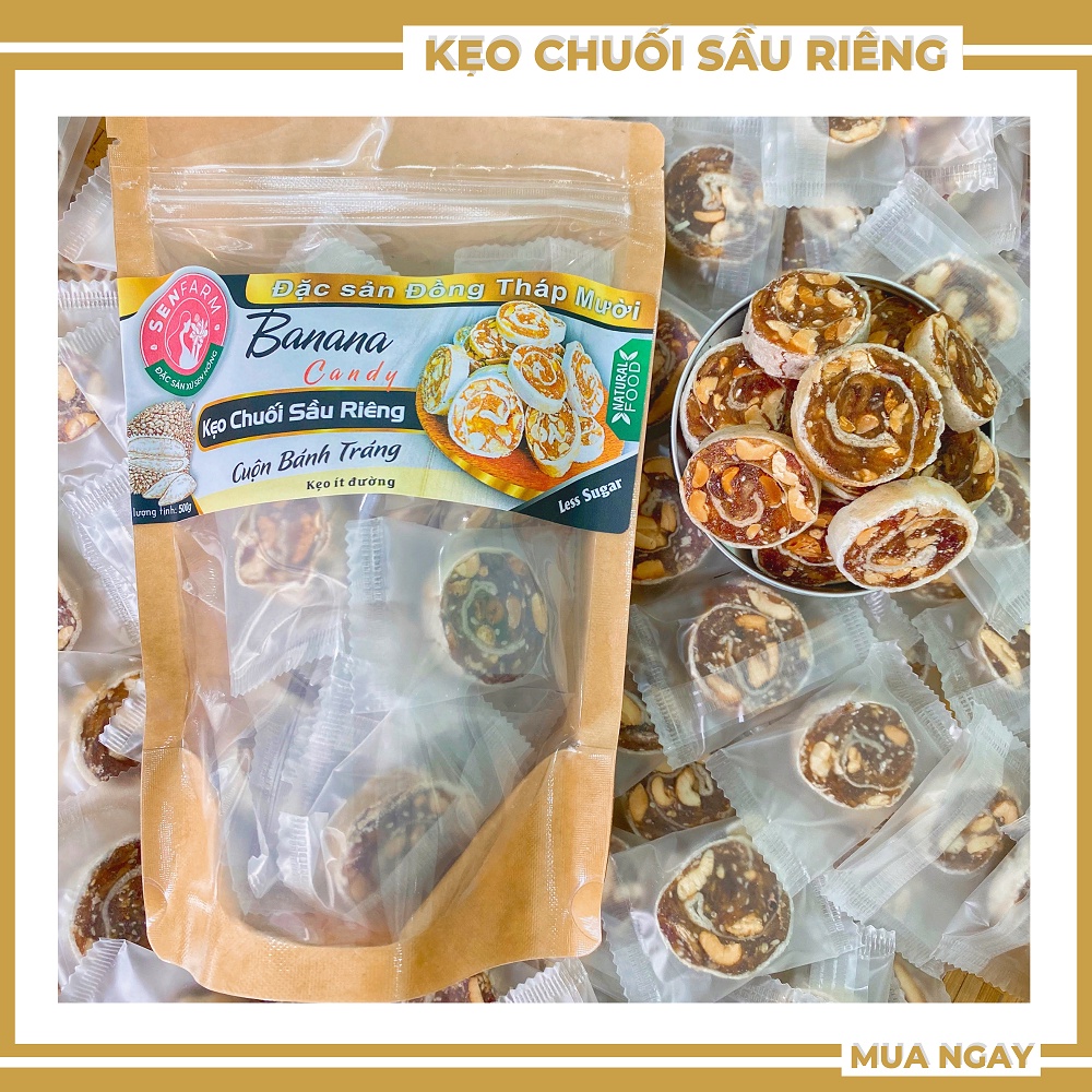 Kẹo chuối Sầu Riêng Senfarm ít đường bịch 250g