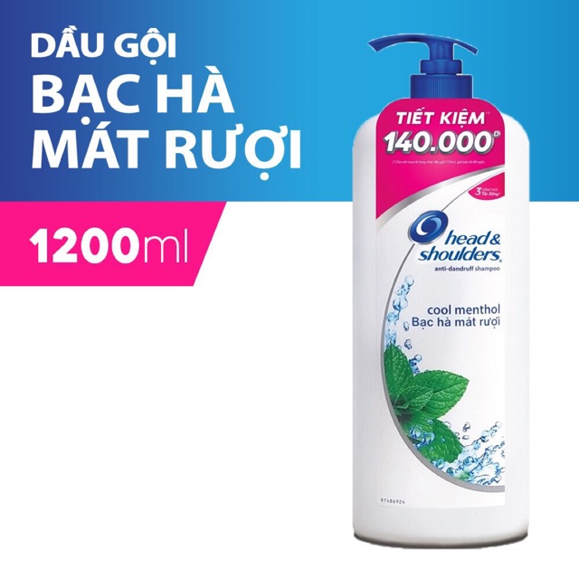 Dầu gội Head &amp; Shoulders bạc hà mát rượi 1200ml