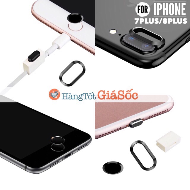 Bộ viền nhôm bảo vệ Camera, Nút home, Chắn Bụi cho 7/8/7plus/8plus / ipX