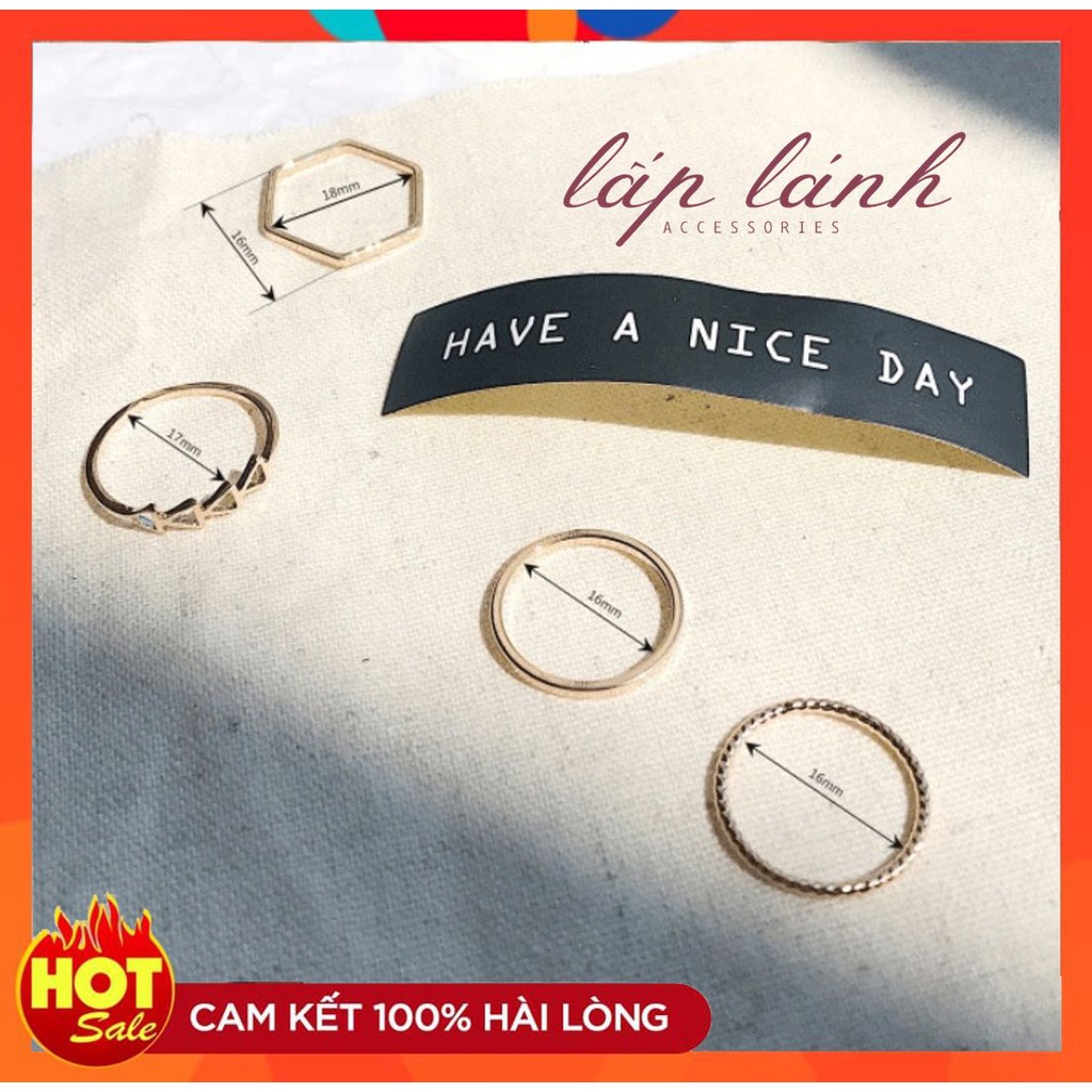 [HOT] SET NHẪN 4 CHIẾC THÉP KHÔNG GỈ THỜI TRANG CÁ TÍNH UNISEX PHONG CÁCH HÀN QUỐC 222SEN04