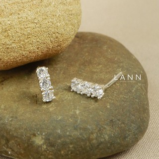 Khuyên dải 3 đá bạc s925 lann e038