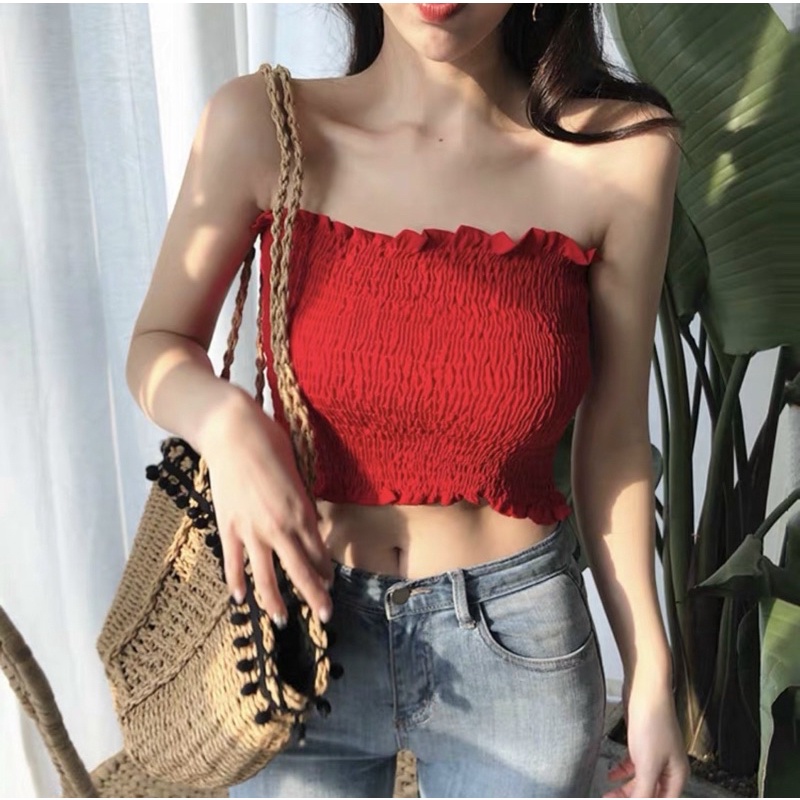 Áo ống nhún trơn croptop ôm dáng dễ phối đồ thời trang mùa hè