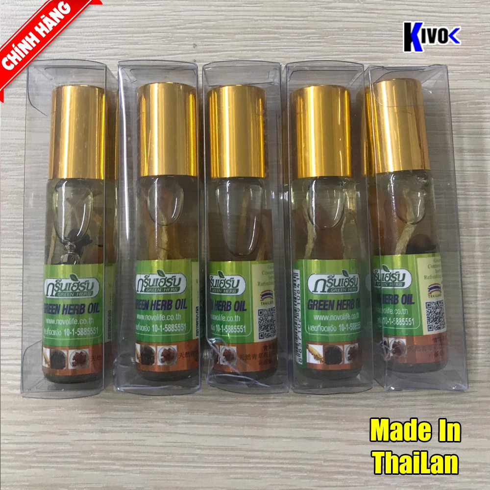 Combo 12 Chai Dầu Lăn Nhân Sâm Thảo Dược Thái Lan GREEN HERB OIL Cao Cấp 8ML