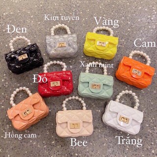 Túi Xách Nữ Mini Quai Ngọc, Túi Đeo Vai Vuông Nhỏ Xinh Xắn Cho Bạn Nữ