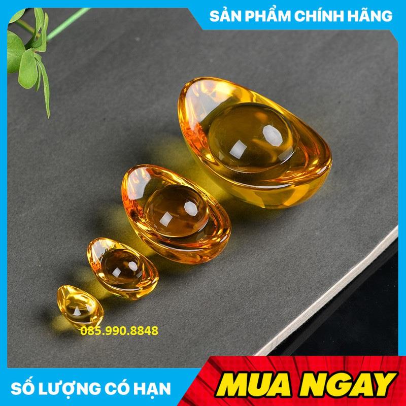 Kim nguyên bảo nhiều size, Đồ thờ cúng thỏi vàng pha lê may mắn - Đặt ban thờ thần tài