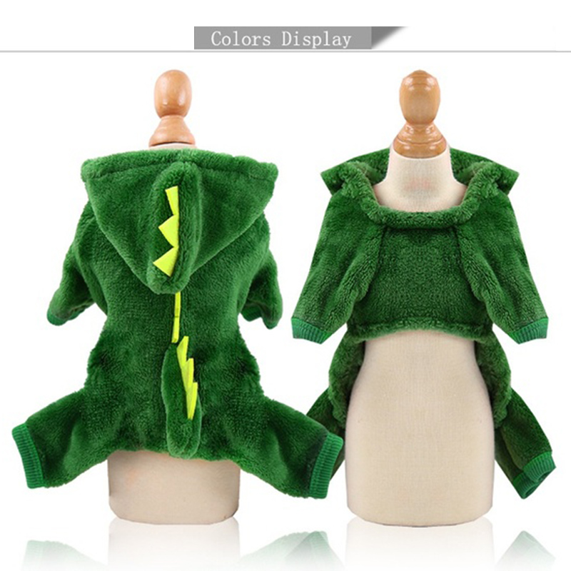 Bộ đồ dày giữ ấm xỏ 4 chân hình khủng long cho thú cưng