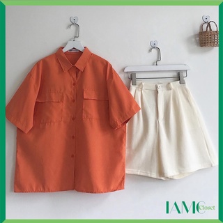 Quần short gân ống rộng cài cúc - 2707 IAMC.Closet