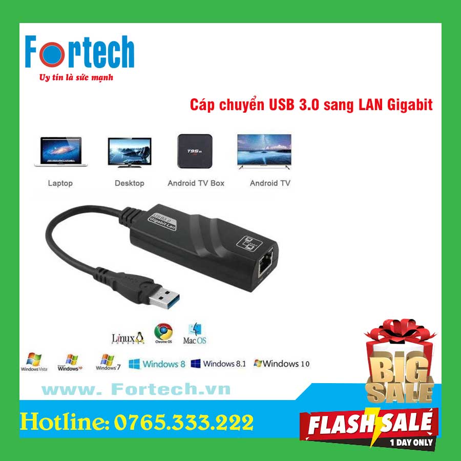 Cáp chuyển USB 3.0 sang LAN Gigabit | BigBuy360 - bigbuy360.vn