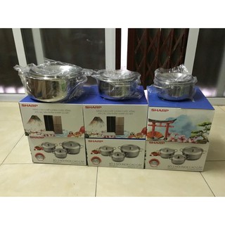 Bộ 3 Nồi Inox SHARP Cao Cấp - Giá Siêu Rẻ