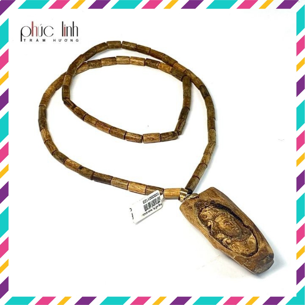 Bộ Dây Chuyền Trầm Hương indo khúc xám + mặt phật PHÚC LINH
