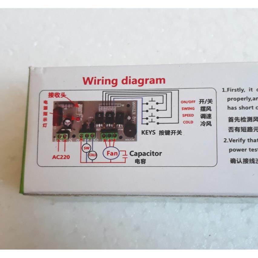 Mạch điều khiển từ xa cho quạt có phun sương,quạt hơi nước,full chức năng 220v 200w