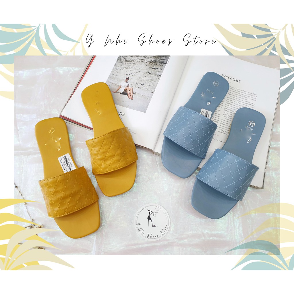 [Ý Nhi - Shoes For Lady] Dép bệt chằn chỉ màu vàng và xanh [Giảm giá chào hè]