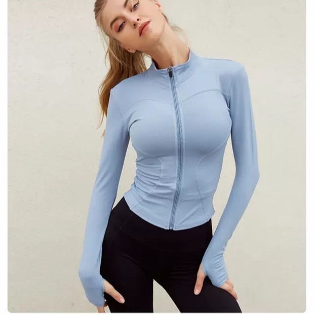 Áo khoác lululemon mùa xuân và mùa thu quần áo yoga bó sát cổ đứng áo khoác dài tay nhanh khô quần áo thể dục thể thao n
