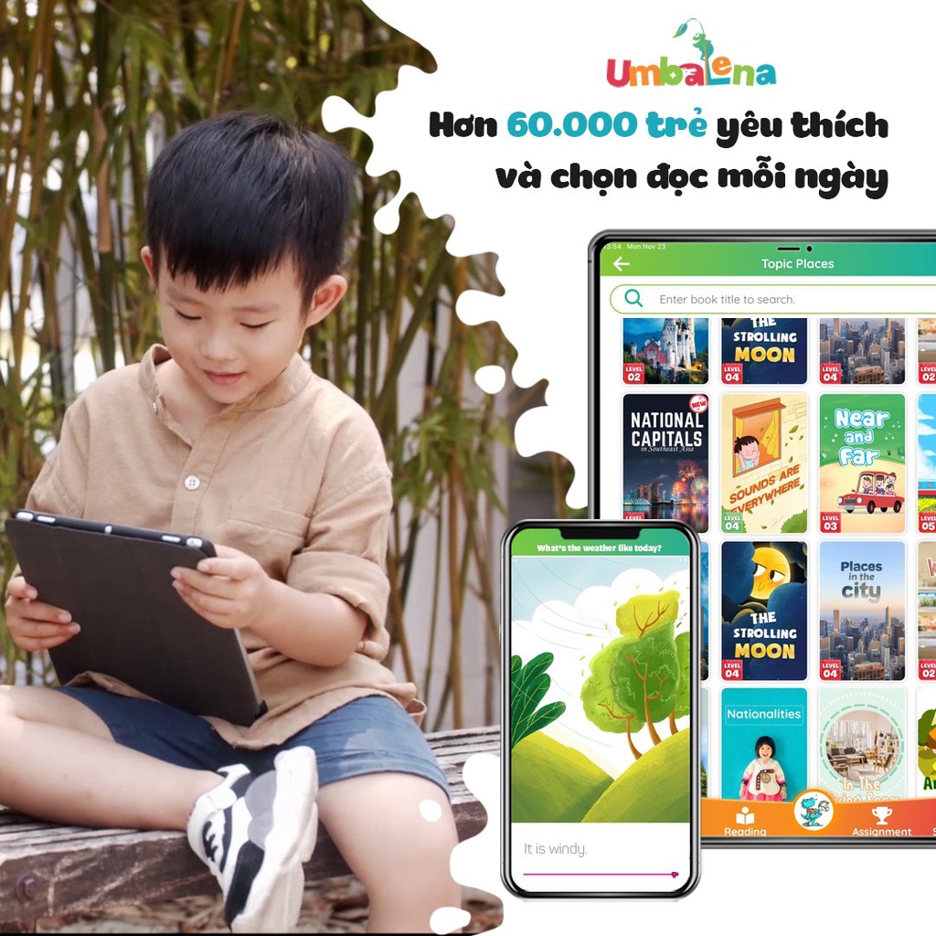 Toàn Quốc  Umbalena_Gói Anh Việt 1 tháng_Ứng dụng đọc sách dành cho trẻ em