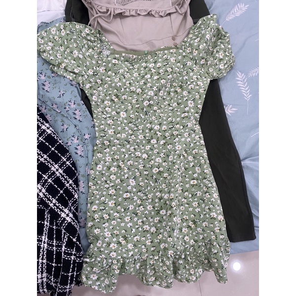 Đầm hoa xanh gola