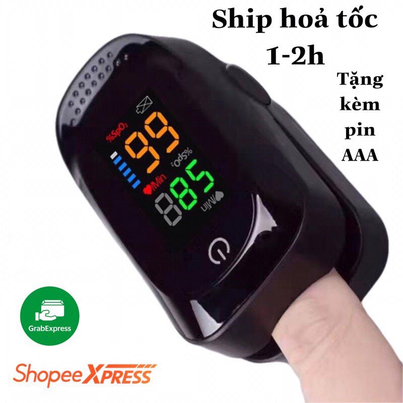 Máy đo nồng độ oxy SPO2, Đo Nhịp Tim , máy đo nồng độ oxy trong máu + 2 pin