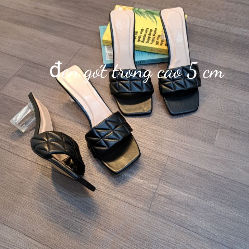 Dép guốc sandal cao gót size lớn big size 40 41 42 43 gót vuông 5 phân