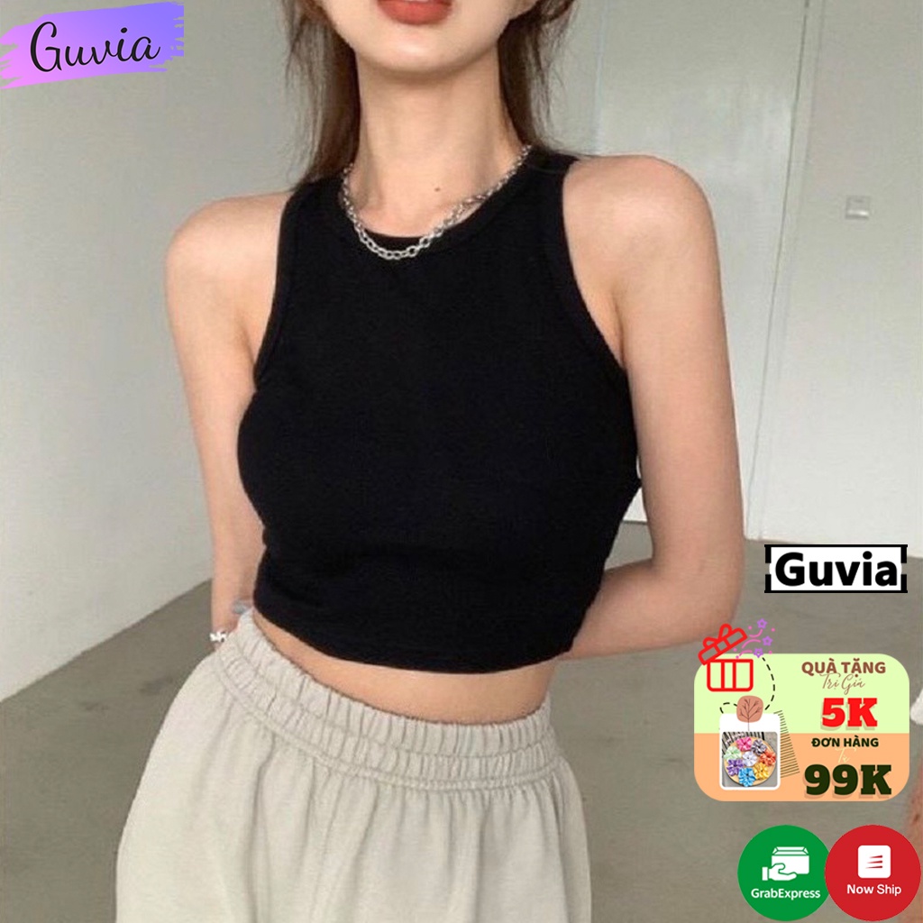 Áo Croptop Ba Lỗ Nữ NGƯỢC Trơn GUVIA Ôm Body Chất Tốt, Áo CRT Kiểu nữ ôm thun gân mềm mát GUVIA | BigBuy360 - bigbuy360.vn