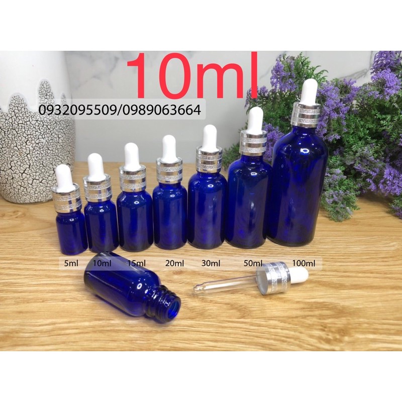 Chai 10ml xanh dương đựng serum mỹ phẩm tinh dầu