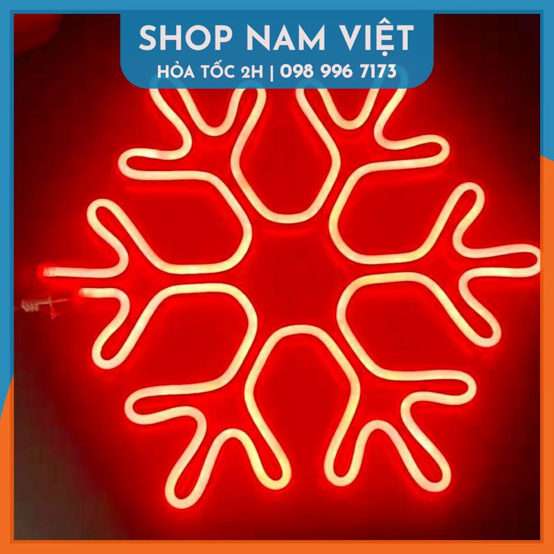 Đèn Led Neon Bông Tuyết Cỡ Lớn 40cm Trang Trí Giáng Sinh Noel, Năm Mới