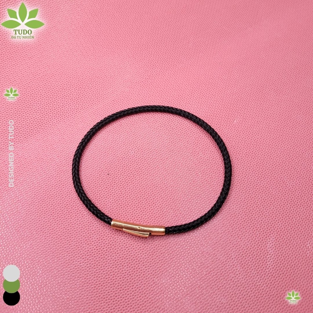Kèm 2 Chặn Cao Su - Vòng Tay nam nữ dây thép đỏ, đen trơn chốt kim loại bền TUDO để xâu lu thống, đồng điếu, hạt vòng