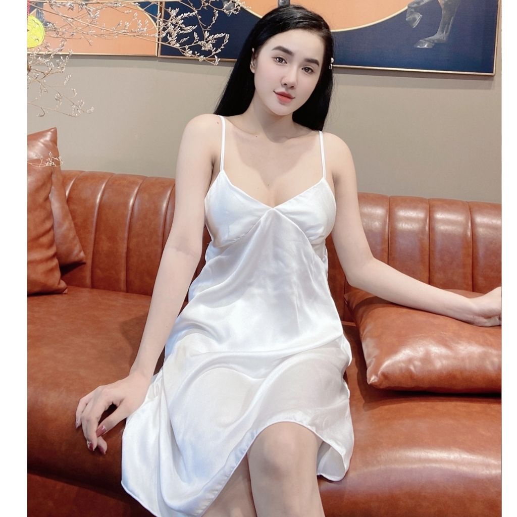 Váy ngủ 2 dây nữ HÀNG CAO CẤP Đồ ngủ nữ sexy chất liệu lụa Satin siêu mát