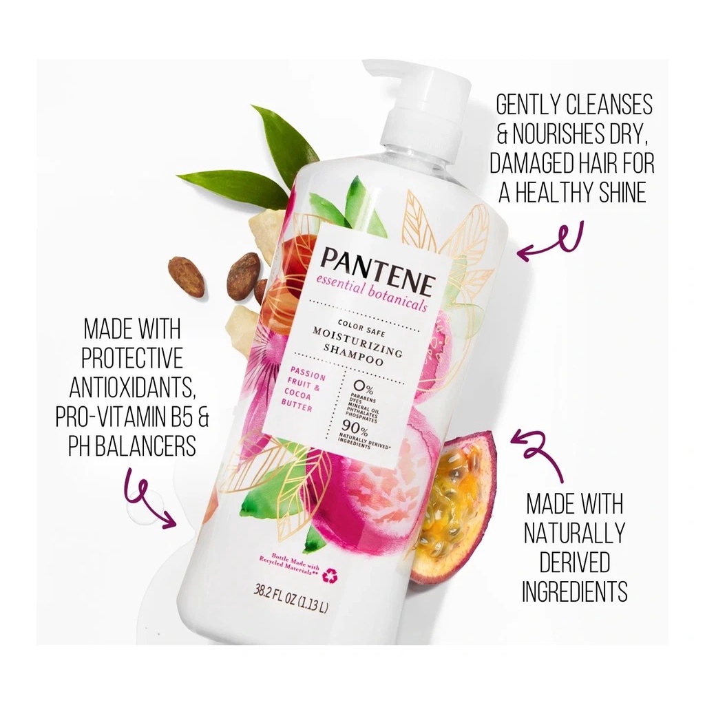 Dầu gội và dầu xả Pantene Essential Botanicals Passion Fruit &amp; Cocoa Butter - EDS Hàng Mỹ