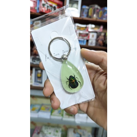 Móc khóa: Móc khóa dạ quang hổ phách côn trùng.