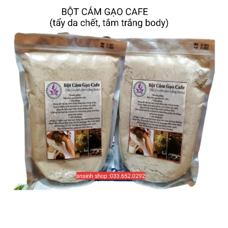 1kg cám gạo cafe tẩy da chết &tắm dưỡng body hadmade