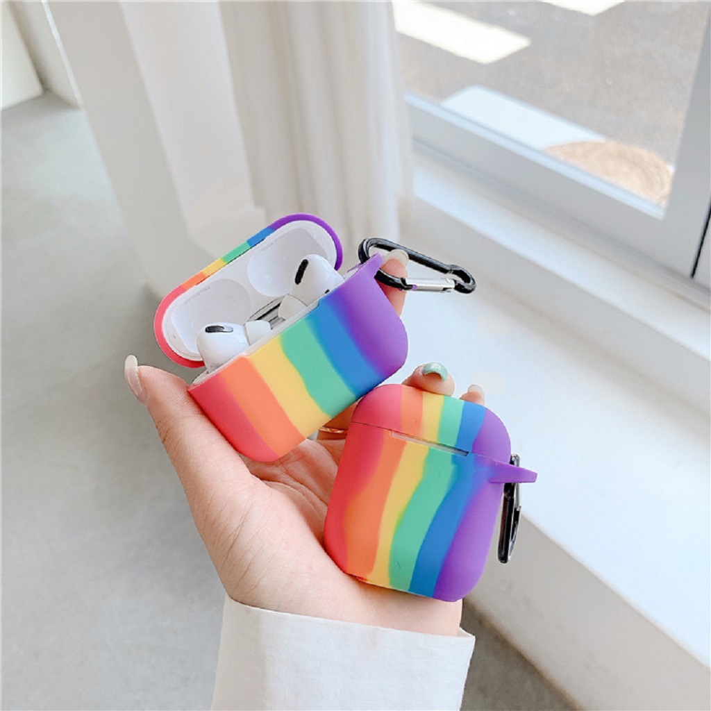 Airpods Case ⚡Freeship ⚡ Vỏ Bọc AirPods Lovely  Rainbow -  Case Tai Nghe Không Dây Airpods 1/ 2/ i12/ Pro