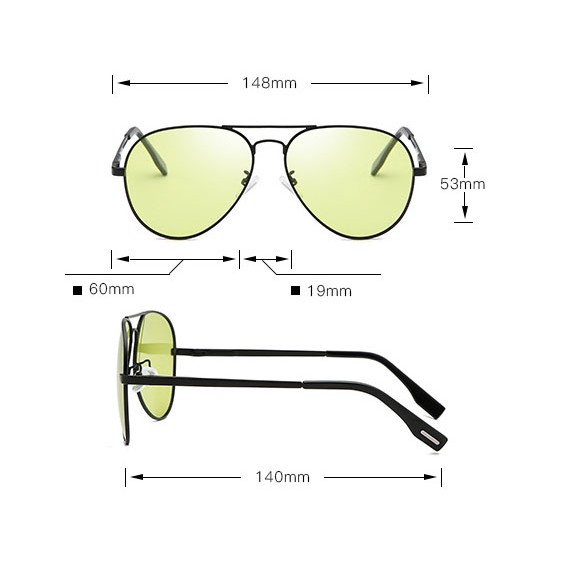 Kính Chống Lóa ô Tô ống Kính Mắt Bầu Vàng Nhạt Phân Cực Polarized đổi Màu ( Mẫu 11 )