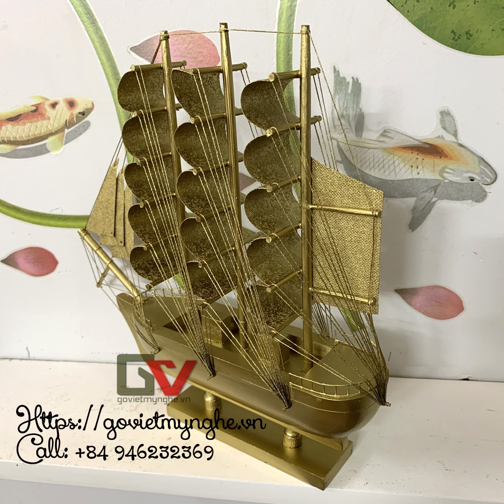 Mô hình tàu thuyền gỗ trang trí - tàu gỗ phong thủy thuận buồm xuôi gió