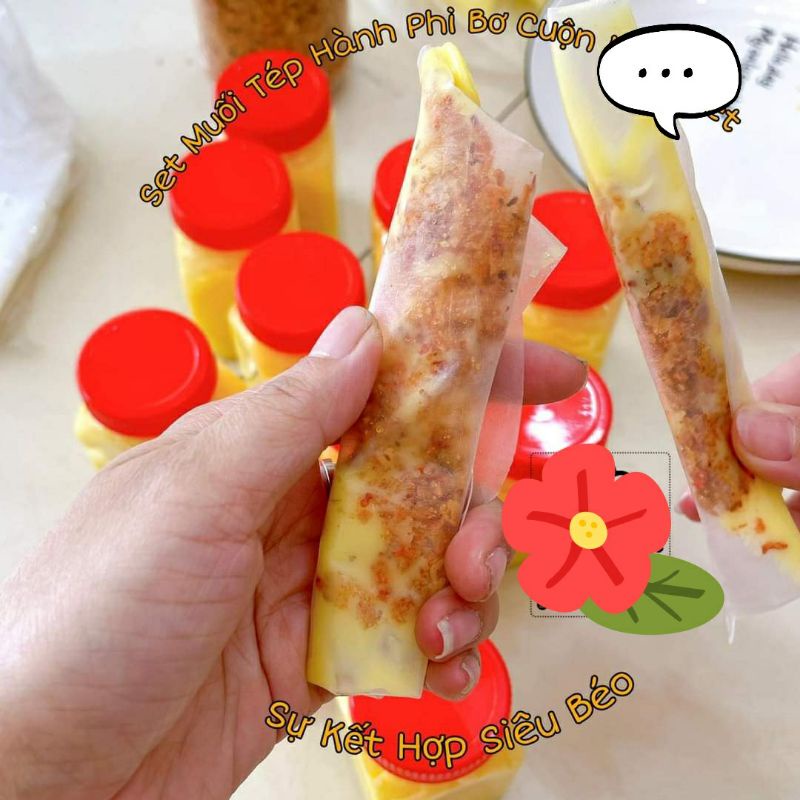 COMBO 500GR BÁNH TRÁNG PHƠI SƯƠNG +200GR MUỐI TÉP HÀNH PHI + 1 HỦ BƠ