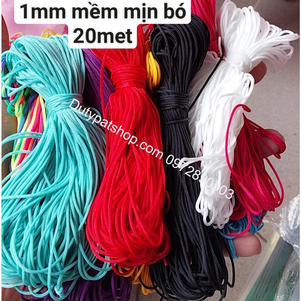 20met Dây dù 1mm sợi tròn mềm mịn - có 12 màu