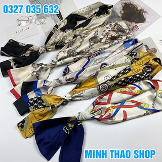 Khăn turban headband bandana lụa 145x15 cm - khăn choàng cổ phong cách hàn quốc dành cho nữ