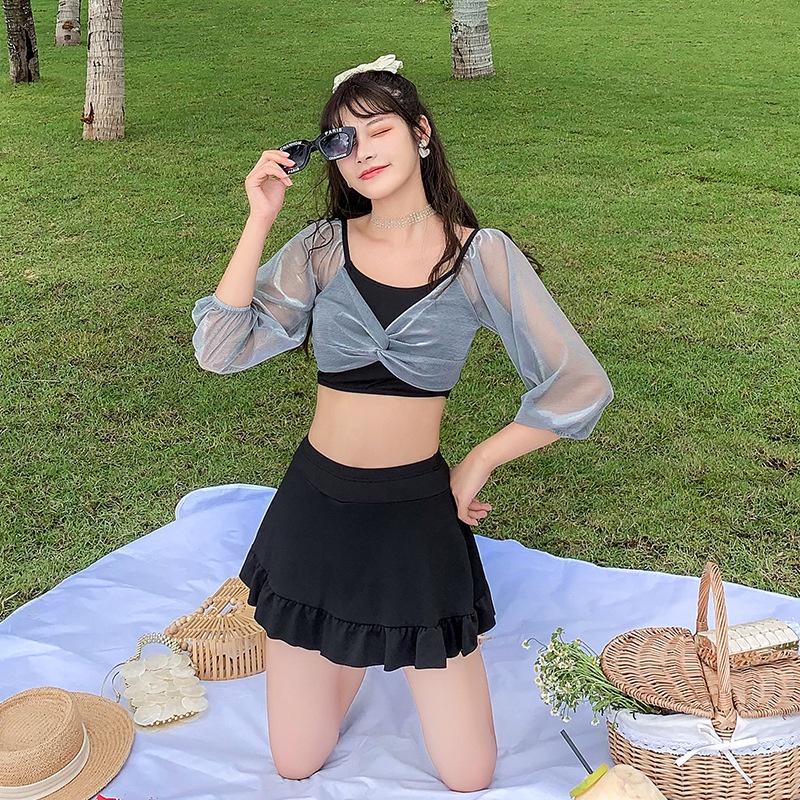 Bộ Đồ Bơi Hai Mảnh Thiết Kế Quyến Rũ Thời Trang Mùa Hè Hàn Quốc Cho Nữ