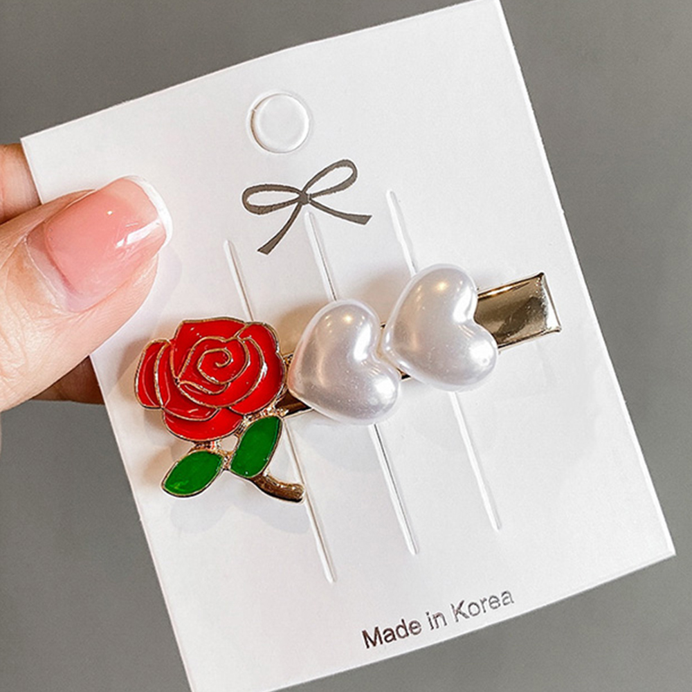 Kẹp Tóc Hoa Hồng Đính Ngọc Trai Dễ Thương Cho Nữ